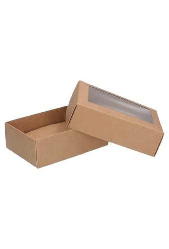 Kadodoos Dozza Glad Naturel Met Venster 300gram 13x9x4.5cm 10stuks