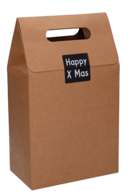 Kadodoos Flores Met Handgreep Hoog Model Naturel & Tape 16x9x26cm FSC®10stuks