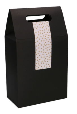 Kadodoos Flores Met Handgreep Hoog Model Zwart & Tape 16x9x26cm 10st