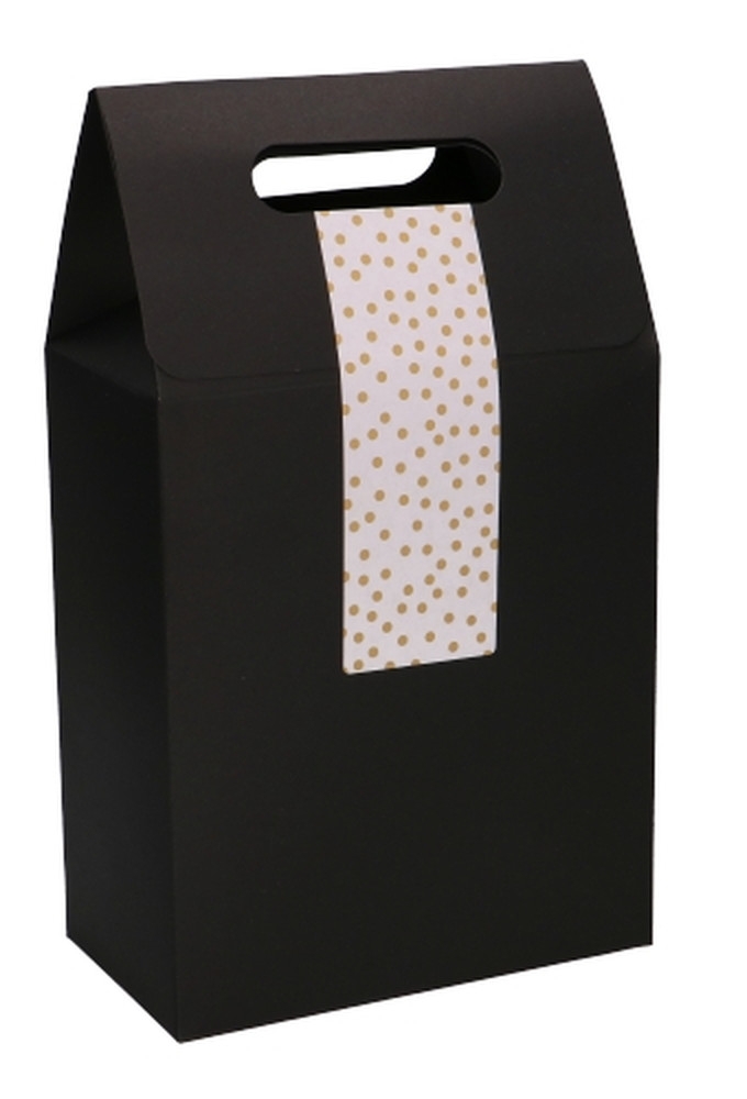 Kadodoos Flores Met Handgreep Hoog Model Zwart & Tape 16x9x26cm 10st