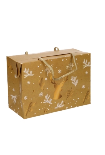 Kadodoosjes Kerstmis Gold Assorti 2 Designs & Koord 23x11x16cm 12st