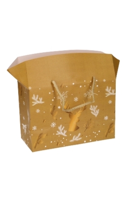 Kadodoosjes Kerstmis Gold Assorti 2 Designs & Koord 23x11x16cm 12st