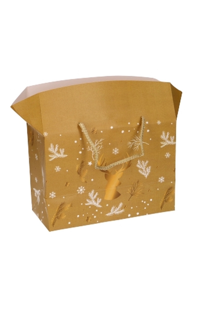 Kadodoosjes Kerstmis Gold Assorti 2 Designs & Koord 23x11x16cm 12st