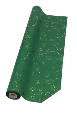 Kerstfolie Dubbelzijdig Groen Mat Stars Rain Gold 70x50meter