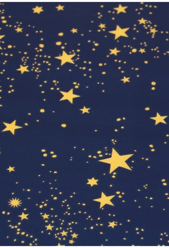 Kerstfolie  Dubbelzijdig Metallic Blauw Sterren Gold 70x50meter