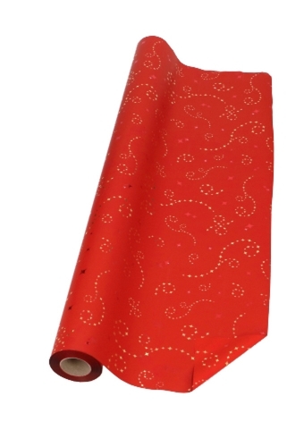 Kerstfolie Dubbelzijdig Rood Mat Stars Rain Gold 70x50meter