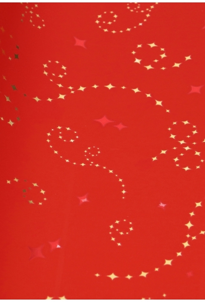 Kerstfolie Dubbelzijdig Rood Mat Stars Rain Gold 70x50meter