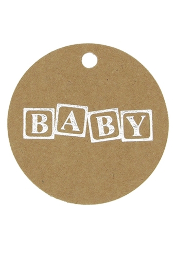 Kadokaartje Baby Metallic Zilver 5cm 50stuks