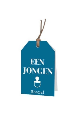 Kadokaartje Een Jongen Hoera Blauw 5x7cm 12stuks