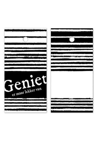 Kadokaartje Geniet Er Maar Lekker Van Wit Zwart 8x4cm 100stuks