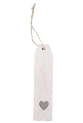 Kadokaartje HOUT Langwerpig 2.8x12cm Wit Blanco & Koord 6stuks
