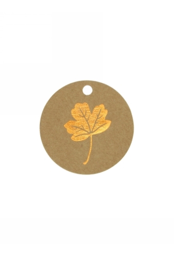 Kadokaartje Herfstblad Kraft & Koper 5cm Naturel Blanco 50stuks