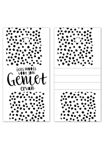 Kadokaartje Iets Moois Voor Jou Geniet Ervan Wit Zwart 8x4cm 100stuks