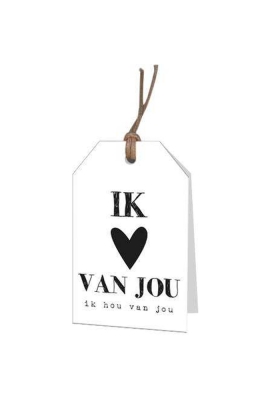 Kadokaartje Ik Hou van Jou Wit 5x7cm 12stuks