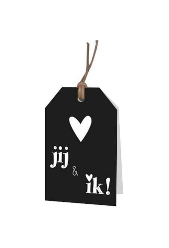 Kadokaartje Jij en Ik Zwart 5x7cm 12stuks OP IS OP