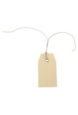 Kadokaartje Kraft 3x6cm Blanco & Jute Koord 100stuks
