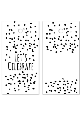 Kadokaartje Let's Celebrate Wit Zwart 8x4cm 100stuks