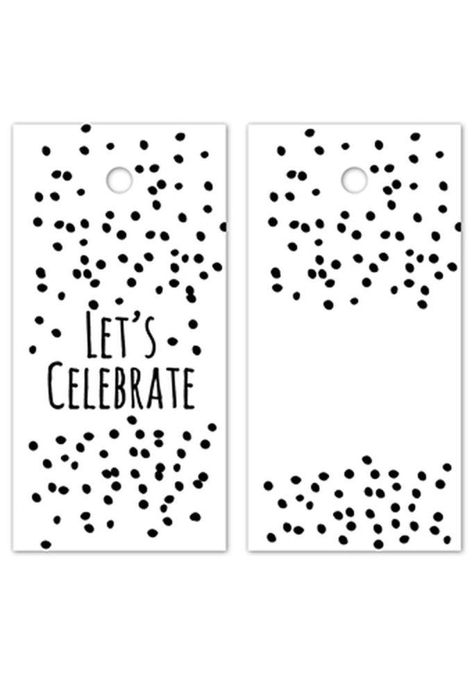 Kadokaartje Let's Celebrate Wit Zwart 8x4cm 100stuks