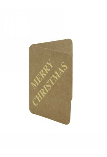 Kadokaartje Merry Christmas Kraft & Goud 5.5x4.5cm 50stuks