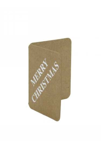 Kadokaartje Merry Christmas Kraft & Zilver 5.5x4.5cm 50stuks