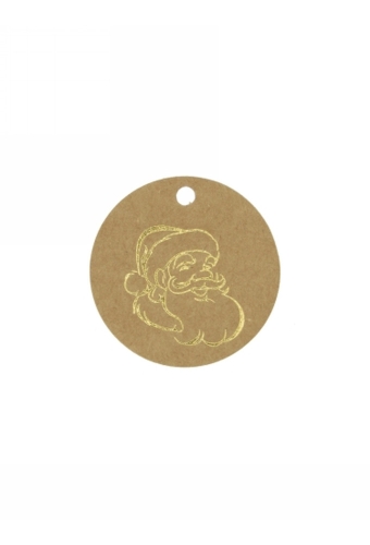 Kadokaartje Santa Kraft & Goud 5cm Naturel Blanco 50stuks