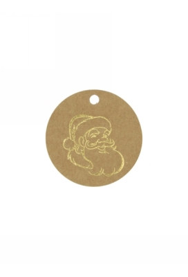 Kadokaartje Santa Kraft & Goud 5cm Naturel Blanco 50stuks