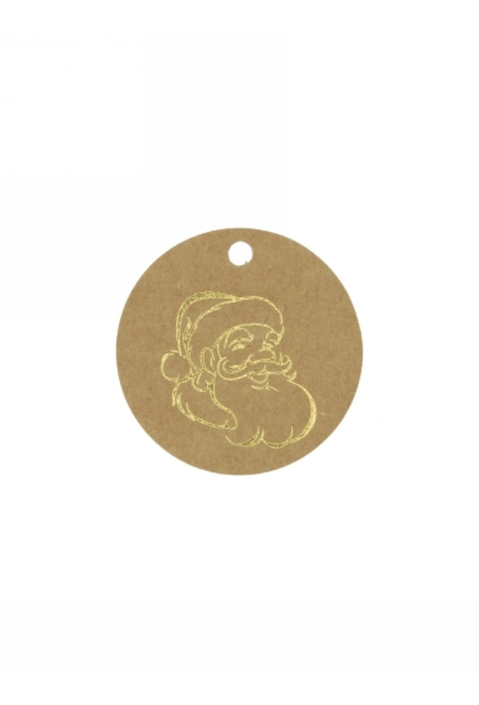 Kadokaartje Santa Kraft & Goud 5cm Naturel Blanco 50stuks
