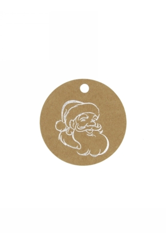 Kadokaartje Santa Kraft & Zilver 5cm Naturel Blanco 50stuks