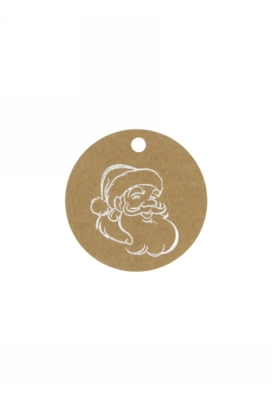 Kadokaartje Santa Kraft & Zilver 5cm Naturel Blanco 50stuks