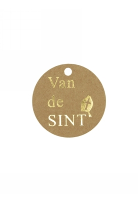 Kadokaartje van de Sint Kraft & Goud 5cm Naturel Blanco 50stuks