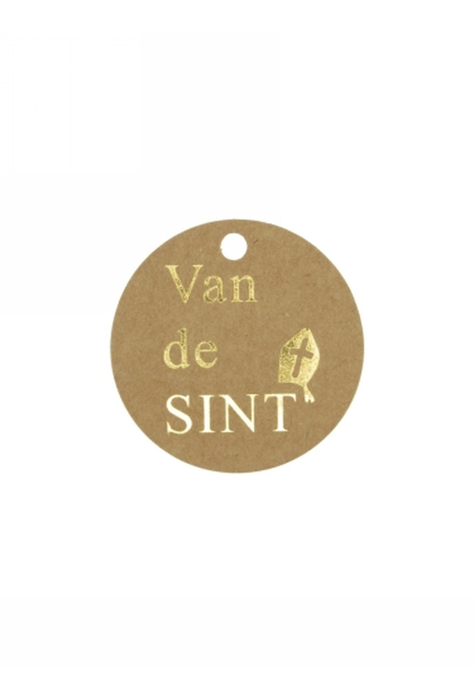Kadokaartje van de Sint Kraft & Goud 5cm Naturel Blanco 50stuks