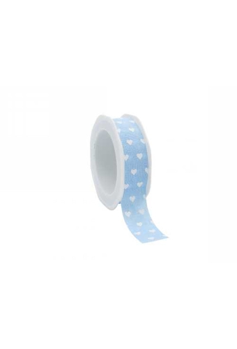 Kadolint Katoen Baby Blauw Hearts 25mm x 20meter