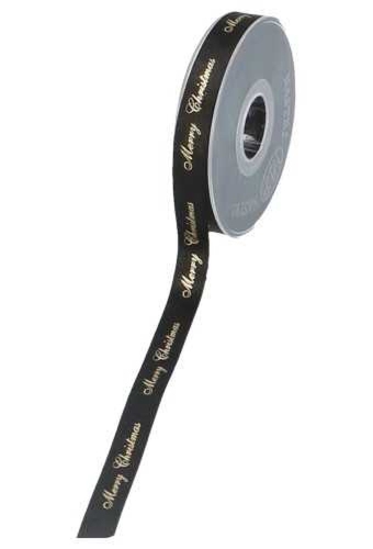 Kadolint Merry Christmas Goud & Zwart 15mm x 25 meter