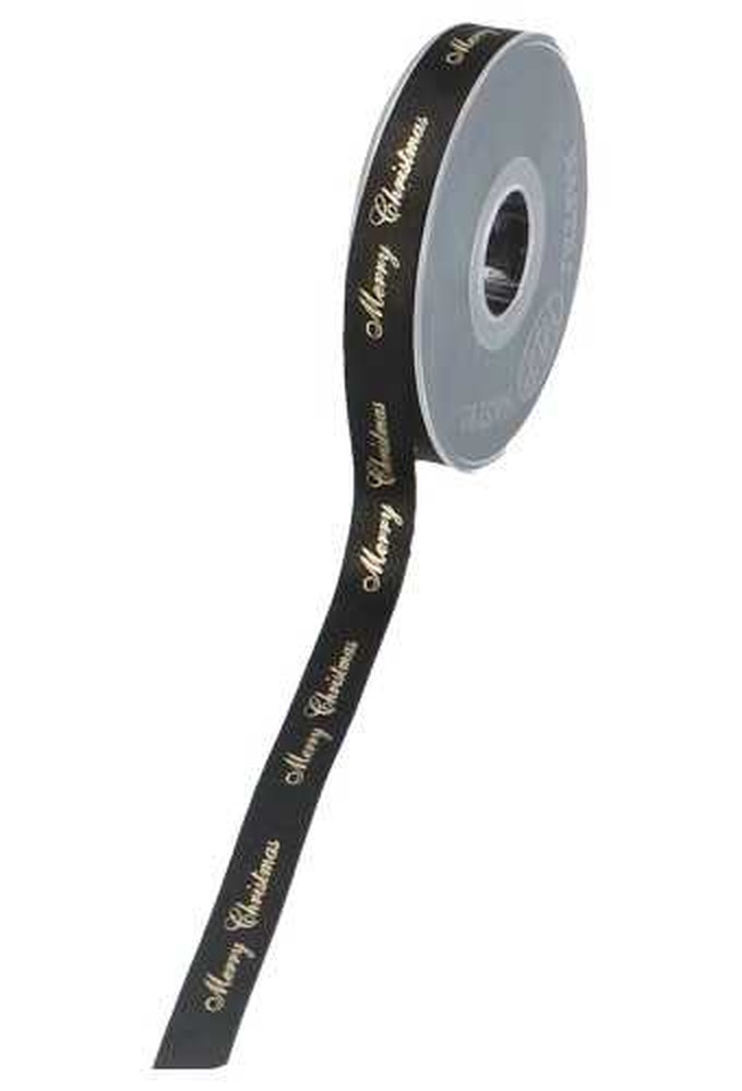 Kadolint Merry Christmas Goud & Zwart 15mm x 25 meter