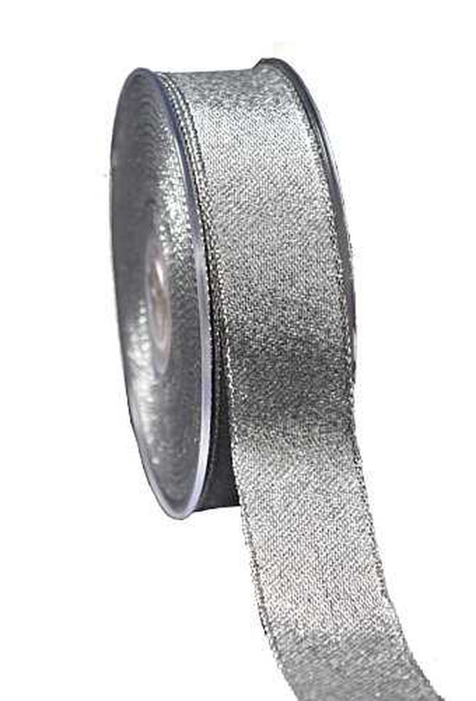 Kadolint Metallic Zilver Met Zilveren Rand IJzerdraad 25mm x 20meter