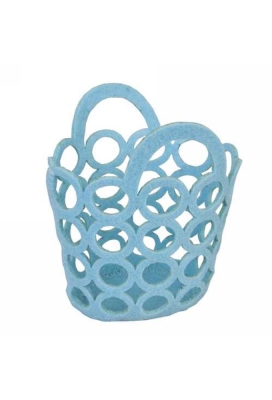 Kadomandje Felt Rondjes Blauw 7.5-10cm x12cm 6stuks