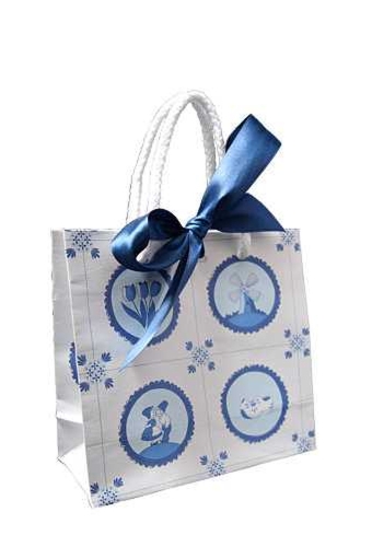 Kadotas Delfts Blauw Tegeltje Met Koord & Lintgleuf 16x7x15cm 10st