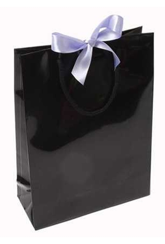 Kadotasje Sora Zwart Glans Met Koord & Lintgleuf 24x10x32cm10stuks