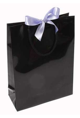 Kadotasje Sora Zwart Glans Met Koord & Lintgleuf 24x10x32cm10stuks