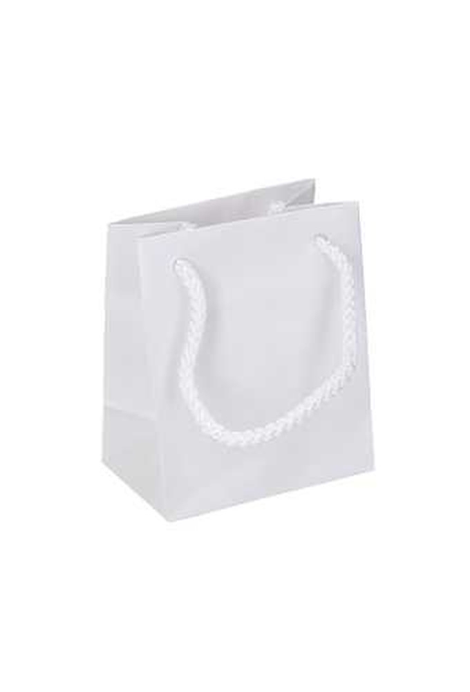 Kadotasjes Latina Mat Wit Met Koord 10x6.5x12cm 12stuks