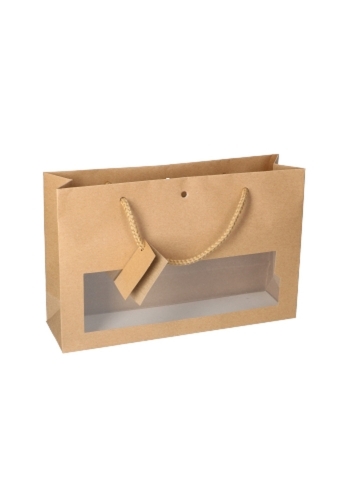 Kadotasjes Lenno Met Handvat & Venster Kraft 28x8x18cm 12stuks
