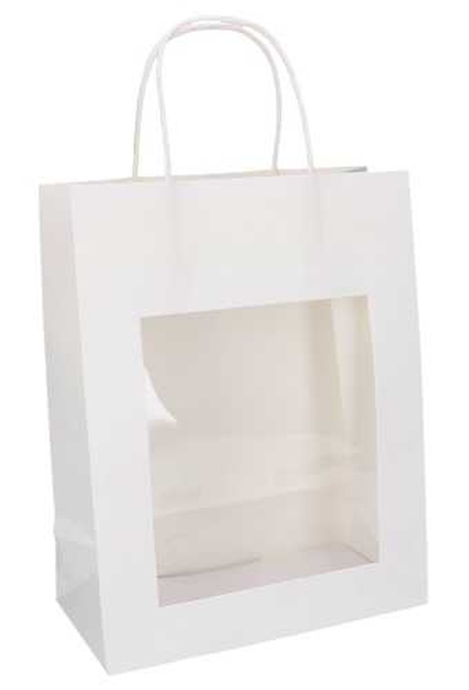 Kadotasjes Lenno Met Handvat & Venster Wit 22x11x28cm 12stuks