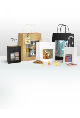 Kadotasjes Lenno Met Handvat & Venster Wit 22x11x28cm 12stuks