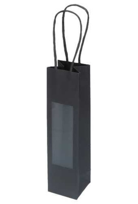 Kadotasjes Lenno Met Handvat & Venster Zwart 6x6x24cm 10stuks