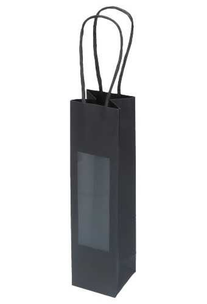 Kadotasjes Lenno Met Handvat & Venster Zwart 6x6x24cm 10stuks