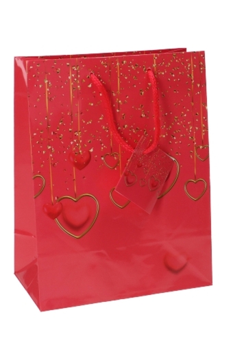 Kadotasjes Liefde Medium Gouden Hartjes & Confetti 18x10x23cm 12st