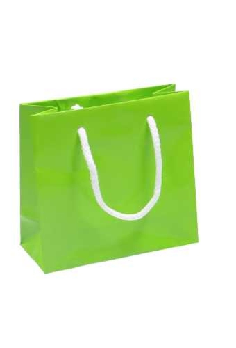 Kadotasjes Rome Uni Groen Glanzend Met Koord 16x7x15cm 10stuks