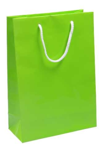 Kadotasjes Rome Uni Groen Glanzend Met Koord 28x12x36cm 10stuks