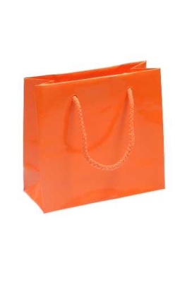 Kadotasjes Rome Uni Oranje Glanzend Met Koord 16x7x15cm 9stuks