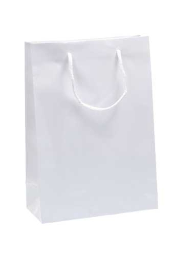 Kadotasjes Rome Uni Wit Glanzend Met Koord 22x10x31cm 10stuks